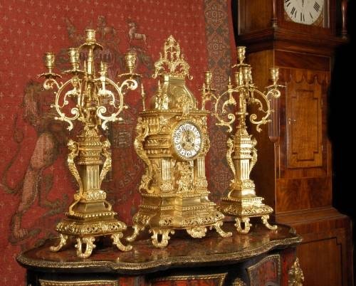 fig 2. Large and Magnificent Gothic Clock Set - Japy Freres